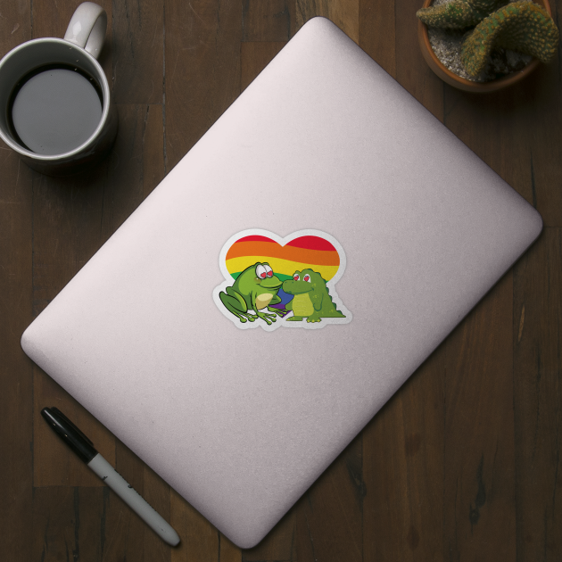 cute frog and gator in love pride heart by ZenCloak